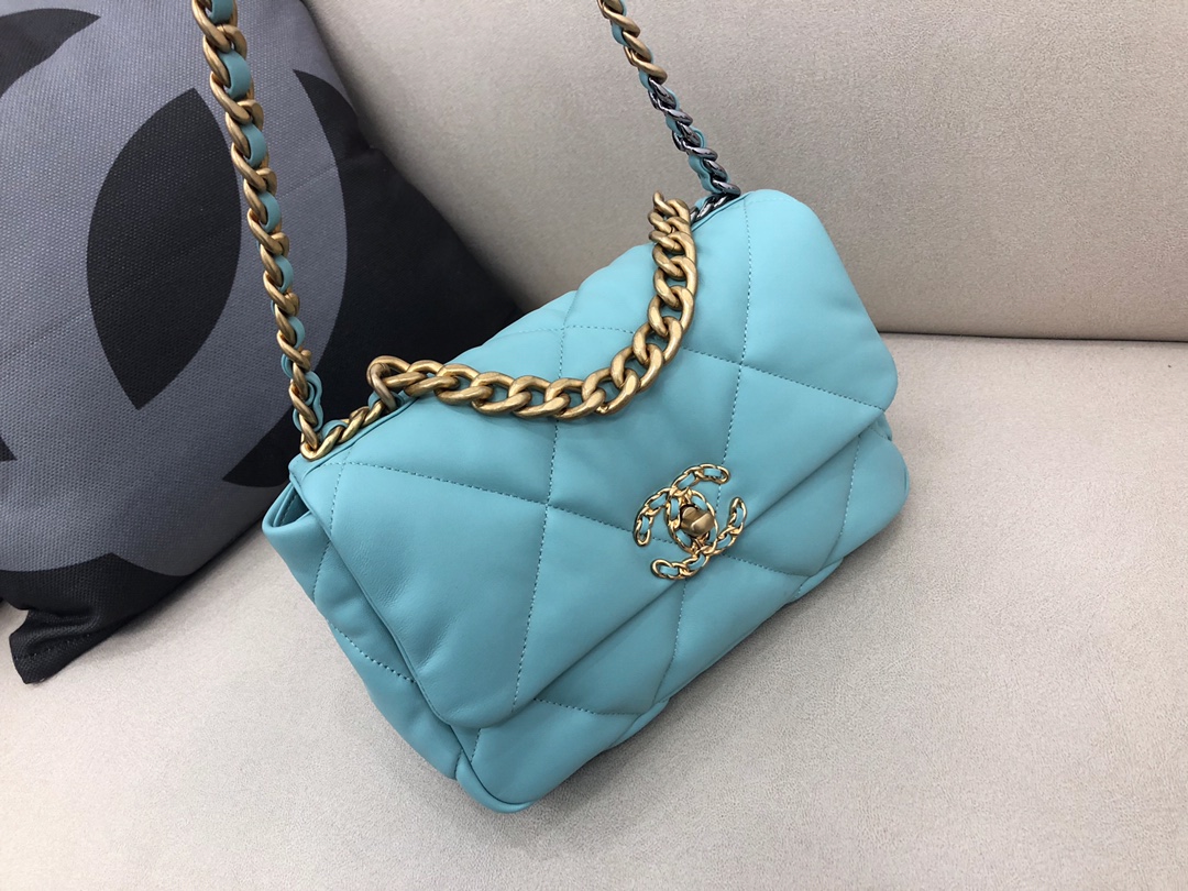 Lambskin 19 Handbag Flap Bag AS1160 Sapphire Blue